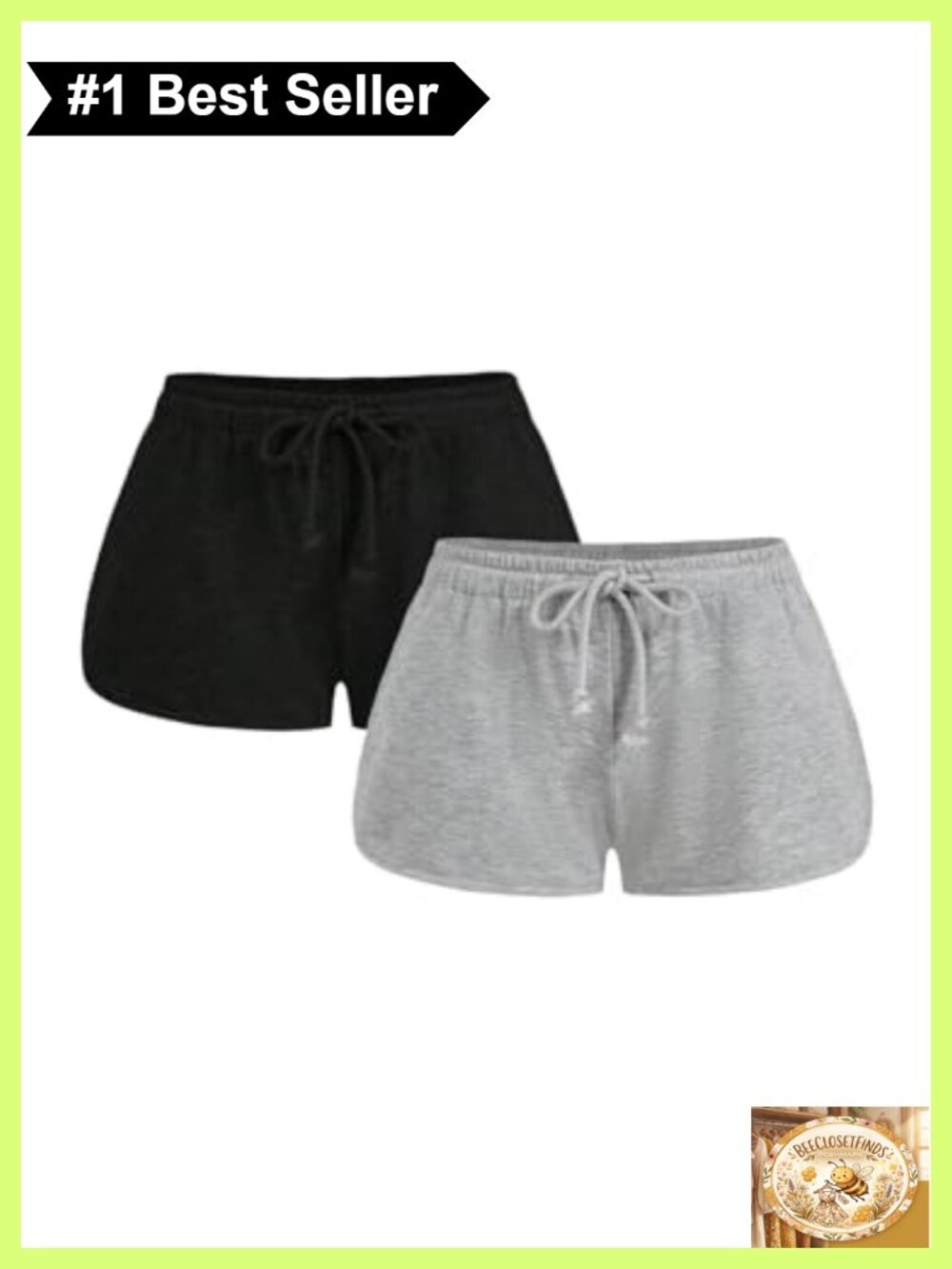 Womens 2 Pack Drawstring Waist Sweat Shorts Low Rise Lounge Pockets